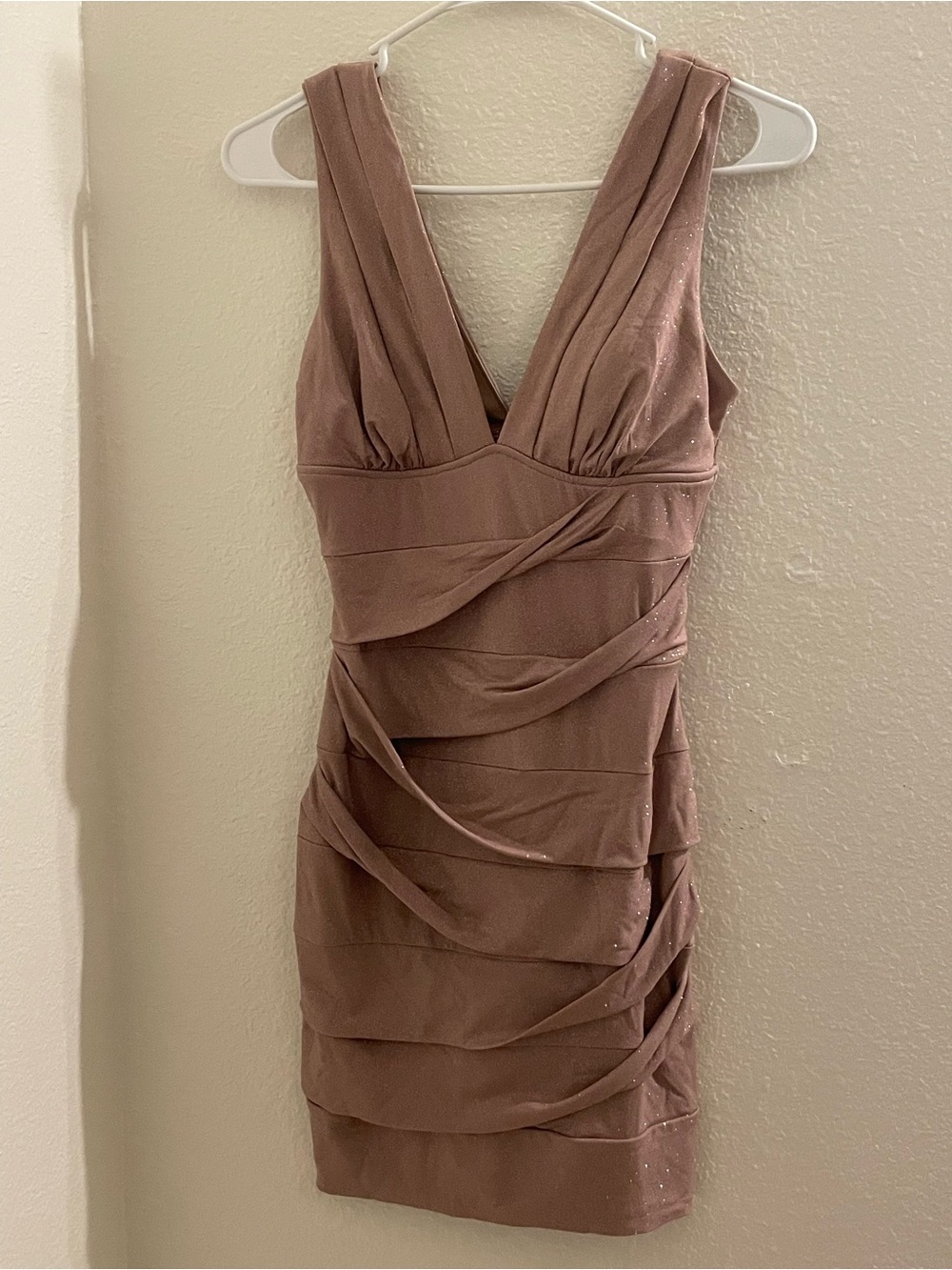 Windsor Sleeveless Draped V-Neck Mini Dress in Mauve